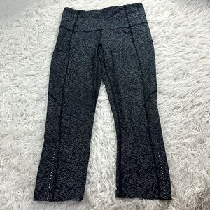 Lululemon Fast & Free Crop II (Nulux 19"") Soundwave Alpine White Black